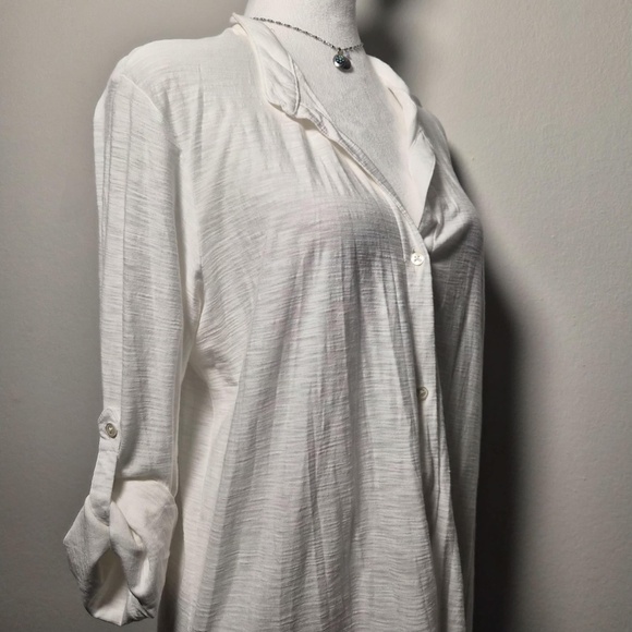 James Perse Womens Cotton Modal Blend Eggshell White Costal Chic Gauze Blouse L - Picture 1 of 10